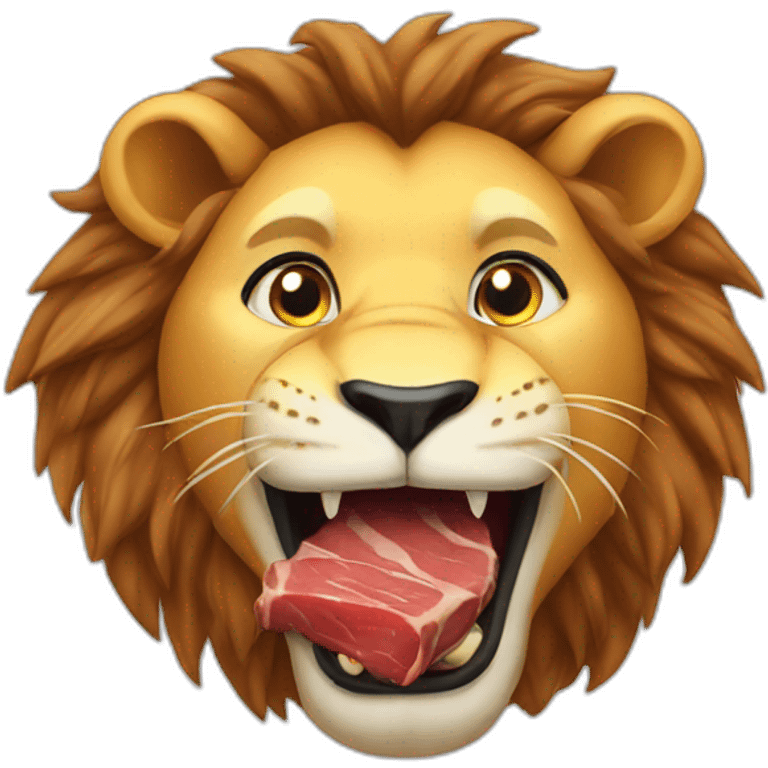 Lion eating meat emoji