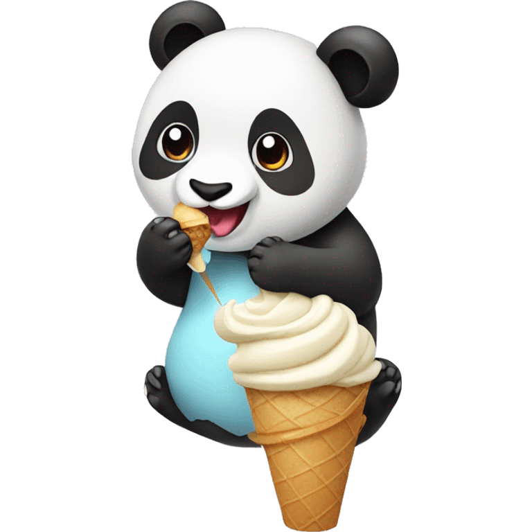 Panda eating ice cream emoji