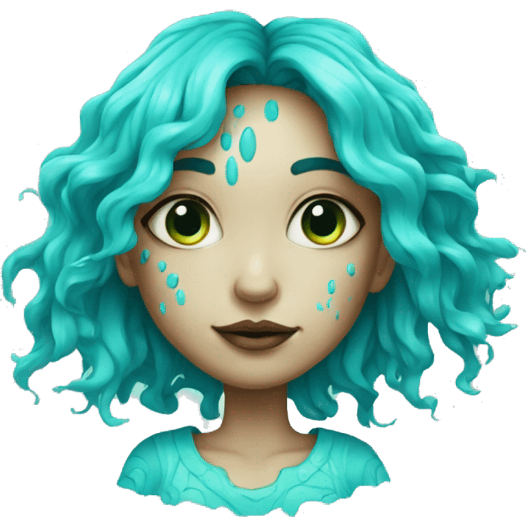 Psychedelic girl with cyan scars emoji