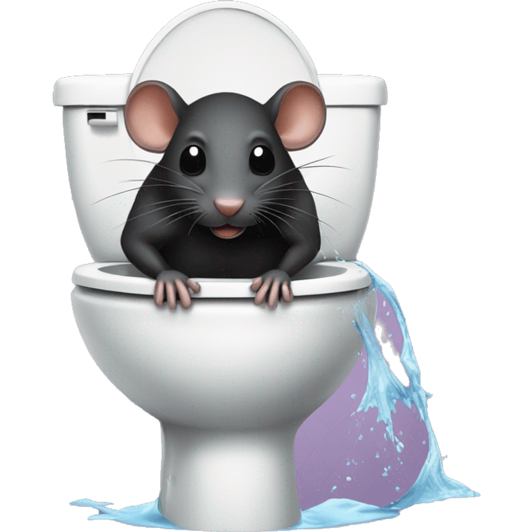 Draw a black rat in a toilet that’s exploding of water emoji