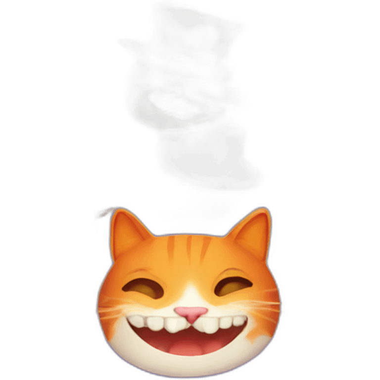 orange cat with crazy hat and teeth emoji