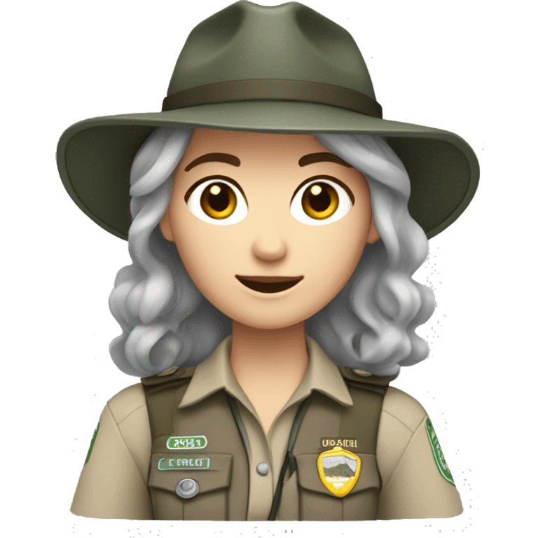 park ranger white girl dark gray hair including arms emoji