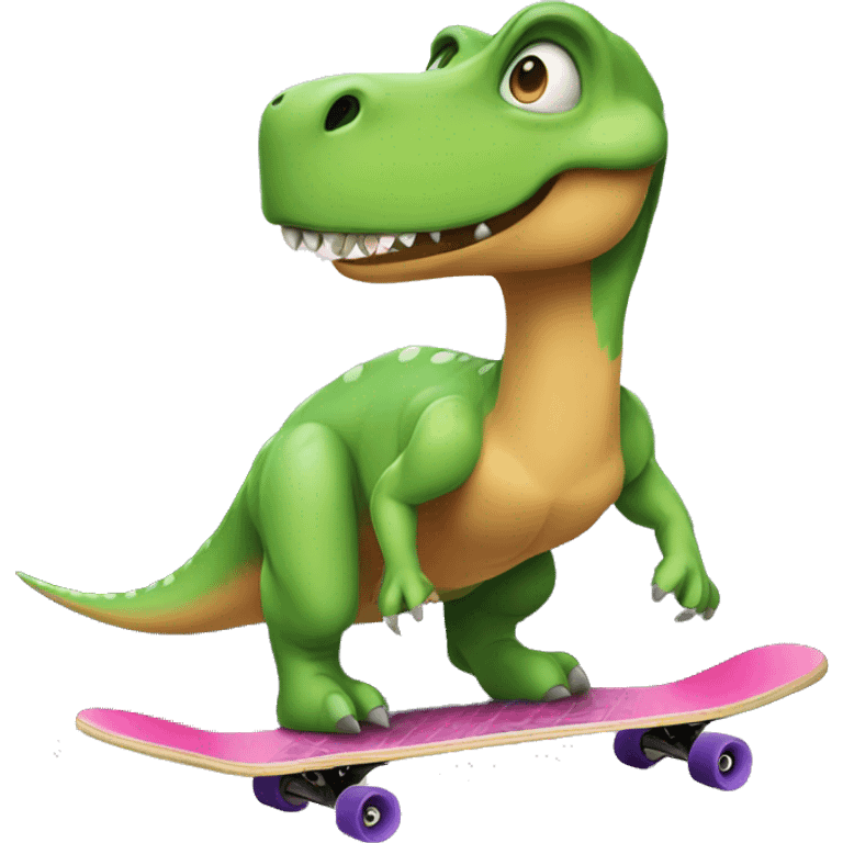 dinosaur on a skateboard with a bow on it’s head emoji