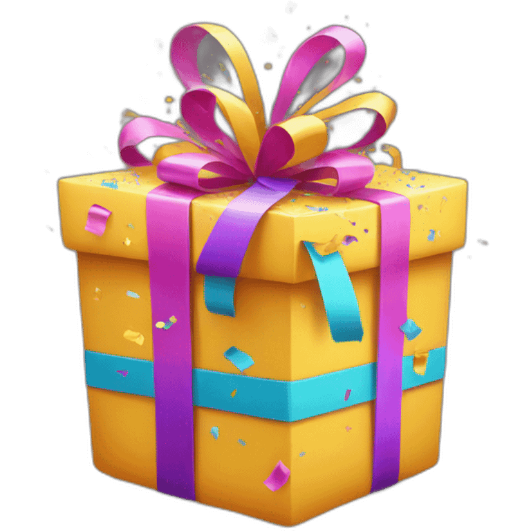 colorful present with confetti emoji