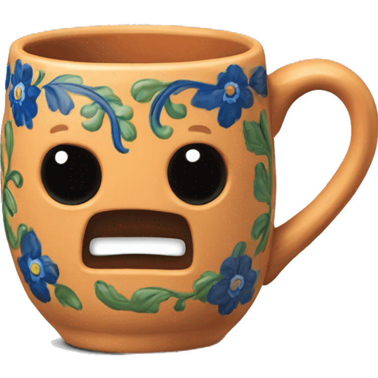 Realistic talavera clay mug isolated.  emoji