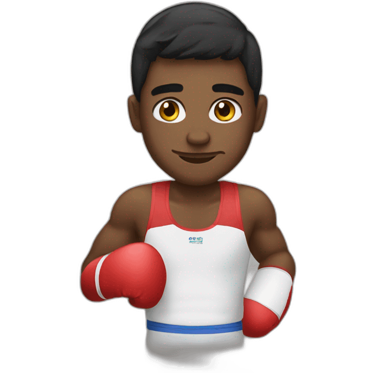 boxer looking at olympic rings emoji