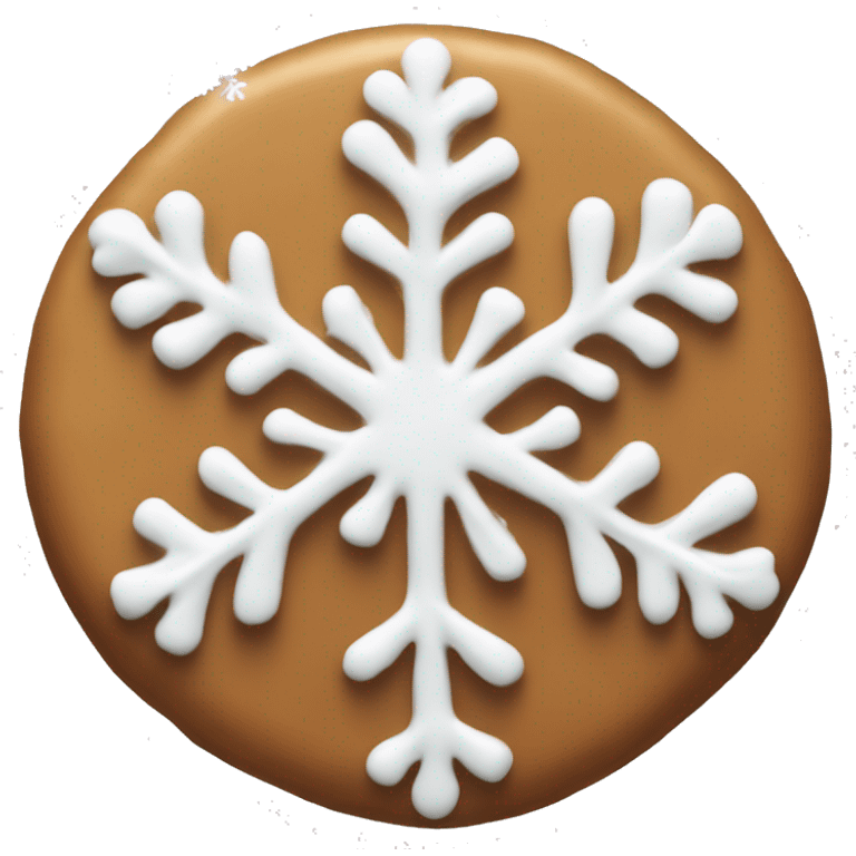 Cinnamon cookie with white frosting and a snowflake emoji