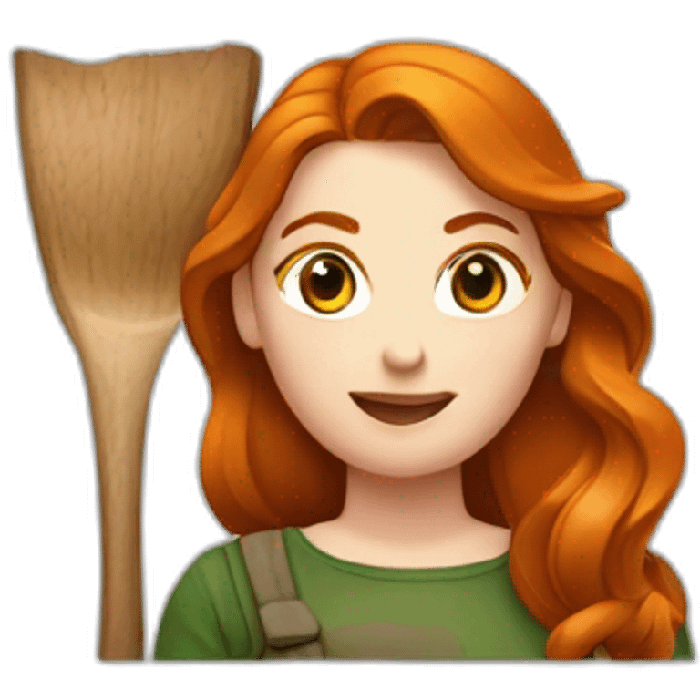 Femme rousse, avec une hache de bûcheron emoji