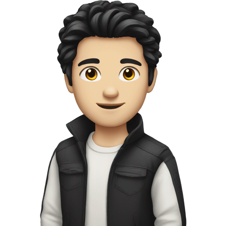 young white guy with tall black hair emoji