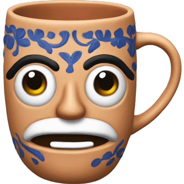 Realistic clay talavera mug isolated.  emoji