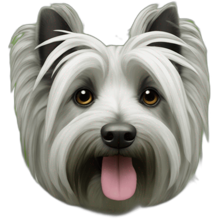 Skye terrier in a coprinus comatus field emoji