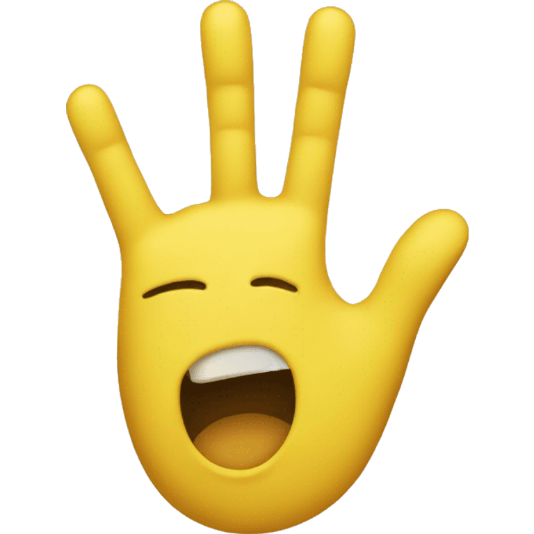 Yellow face with a yellow hand emoji