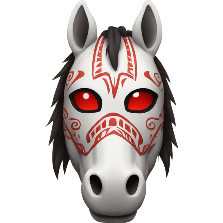 Horse mask with red eyes and tribal style emoji