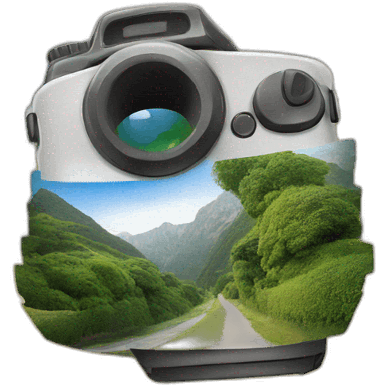 fotógrafo con paisaje de fondo emoji