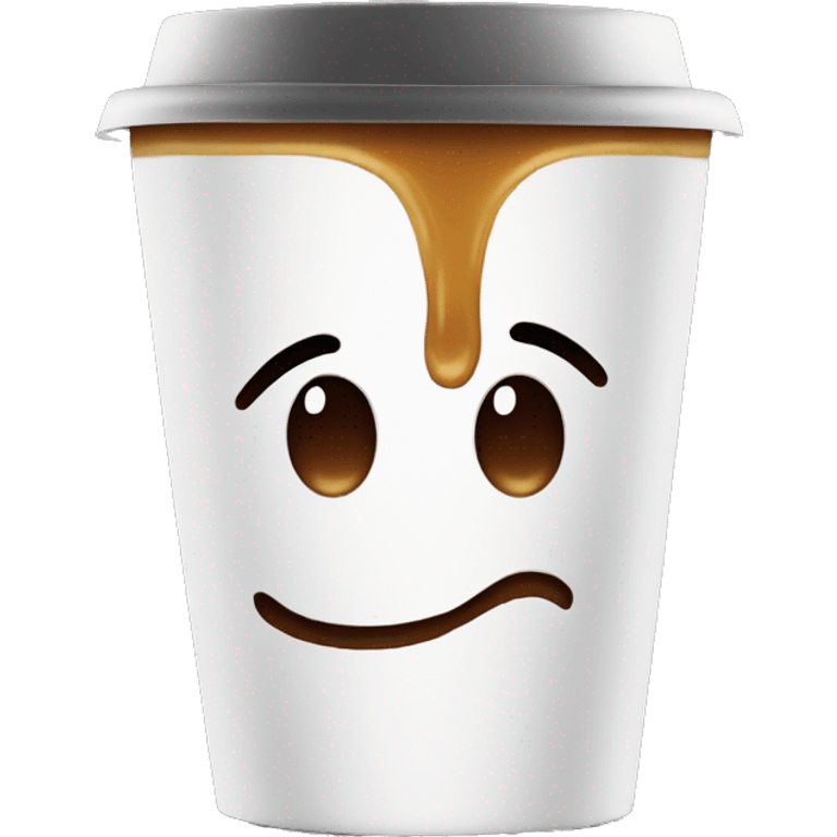 Coffee cup with a face crying emoji