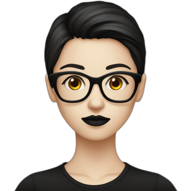 Standing-white-goth-girl-dark-hair-with-glasses-black-tshirt emoji