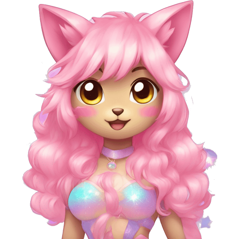 Anthro Shiny Colorful Pastel Glitter Sparkle Stars Pink Gradient Anime Chibi Fakémon Fur Sona emoji