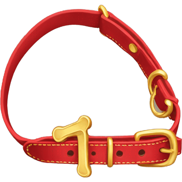 Red dog collar with a golden tag bone emoji