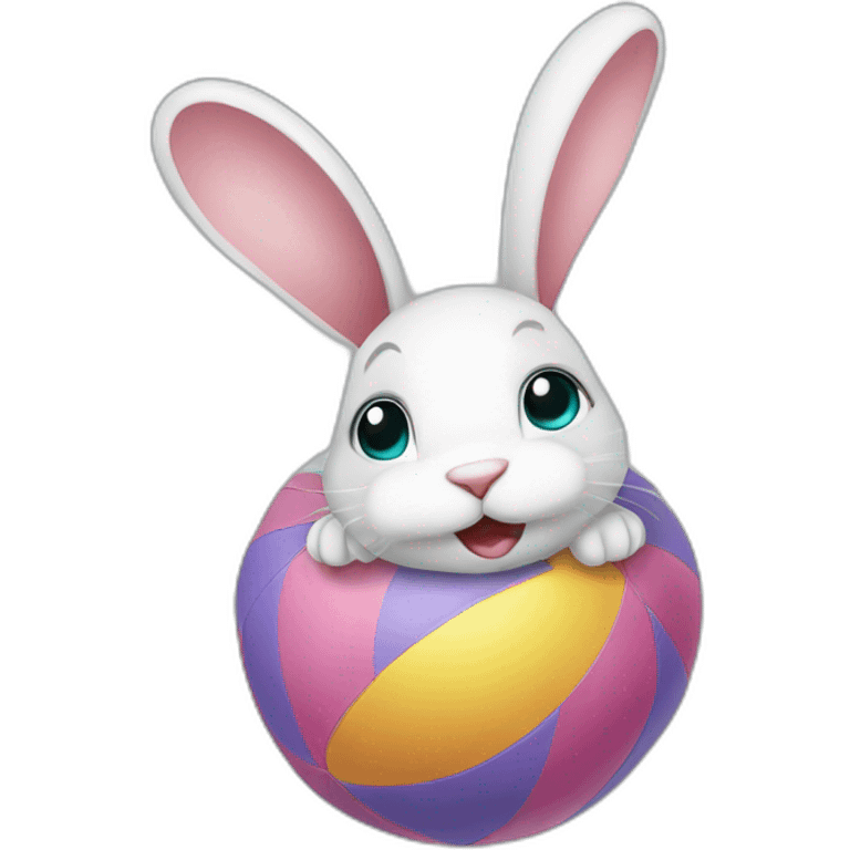 Lapin sur un ballon emoji