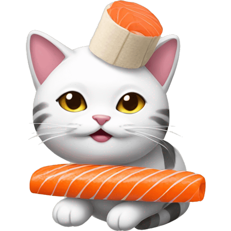 cat wearing sushi as a hat emoji