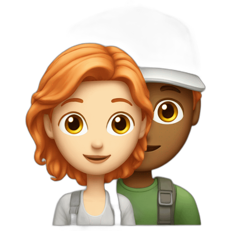 couple boy blond with cap and woman redhair emoji