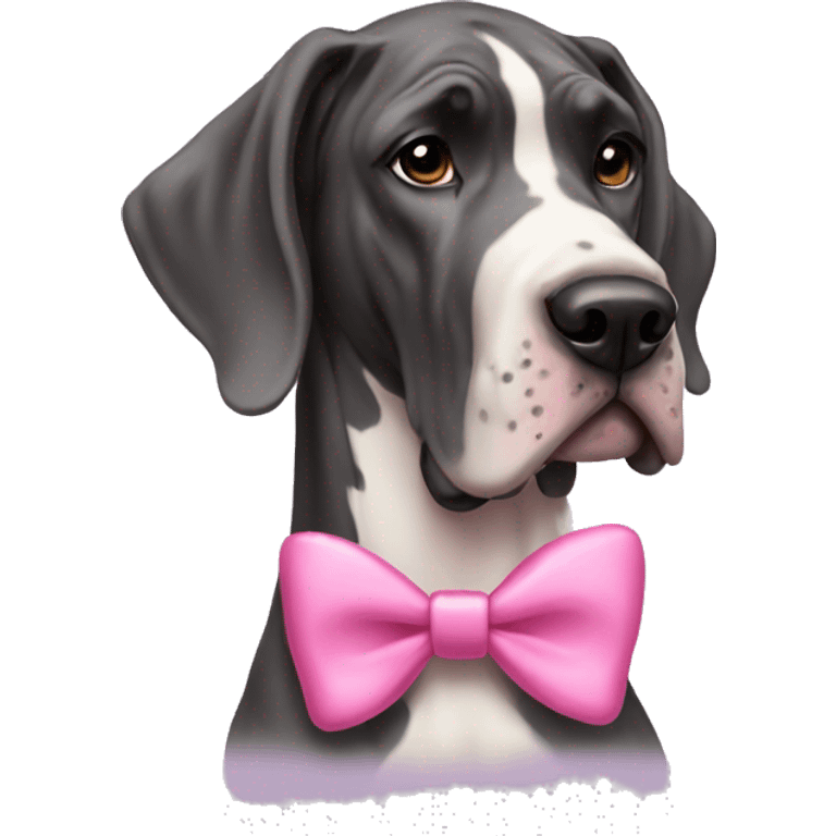 Great Dane with a pink bow  emoji