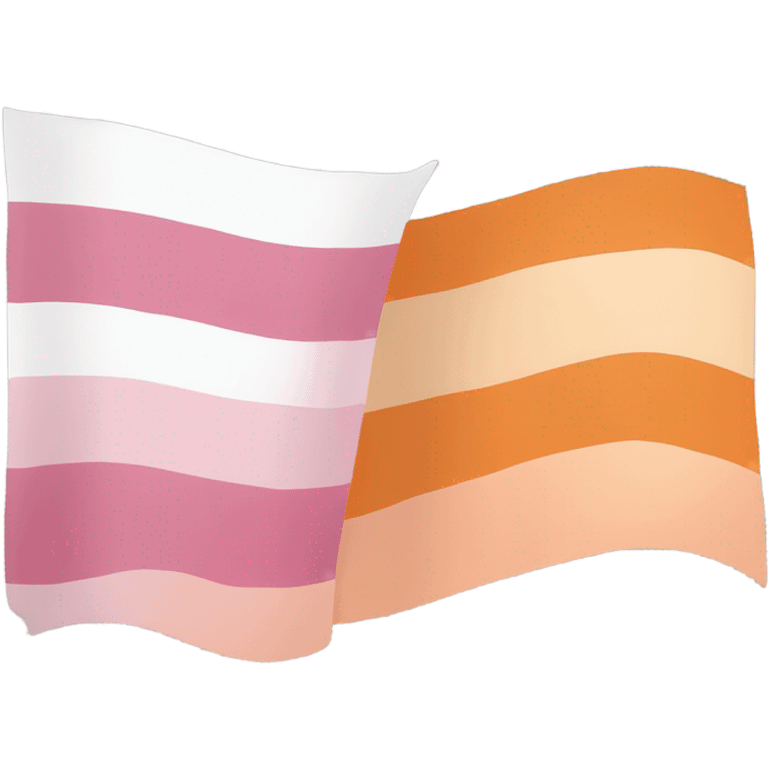 lesbian pride flag with seven horizontal stripes: dark orange, orange, light orange, white, pink, dusty pink, and dark rose. emoji