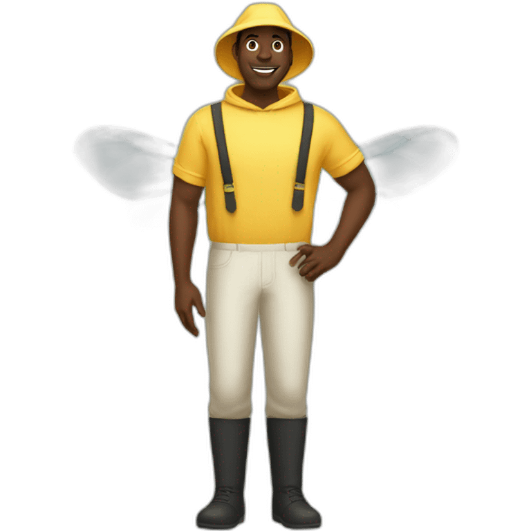 tall Black man as a beekeeper holding comb full body emoji