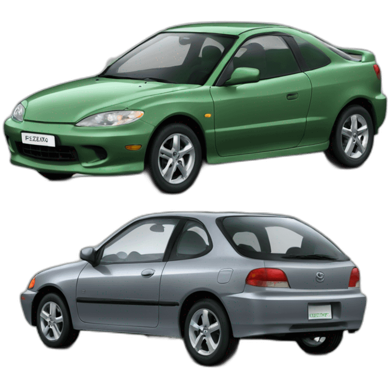 mazda sport 2 verde policromado y Honda CR-B 2004 gris emoji