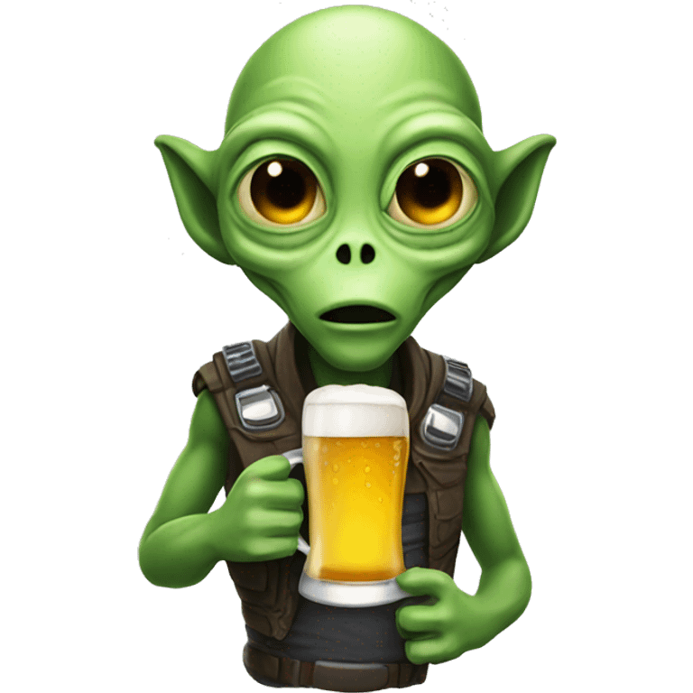 Alien drinking beer emoji