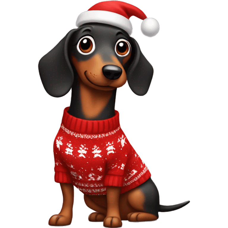 Sausage dog in Christmas jumper  emoji