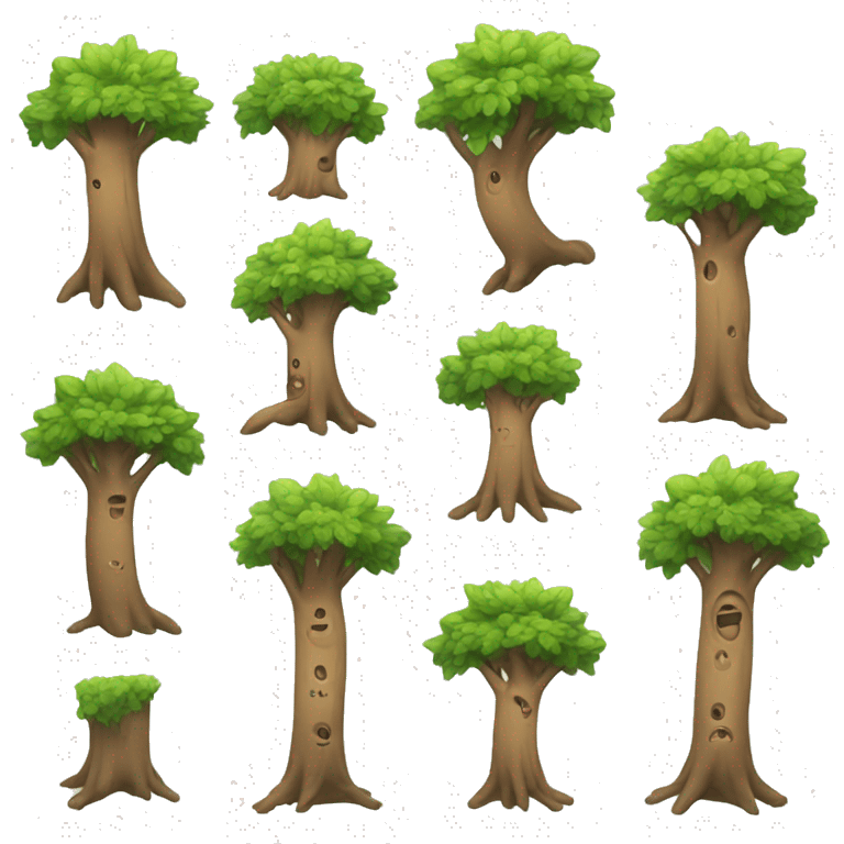 tree character with different emtotion emoji