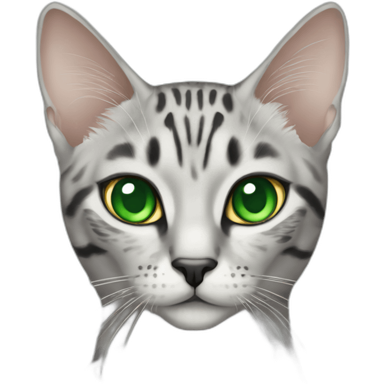 Egyptian Mau cat with green eyes emoji