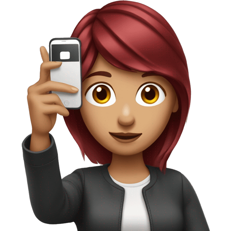 Burgundy haired Girl taking selfie with her phone emoji