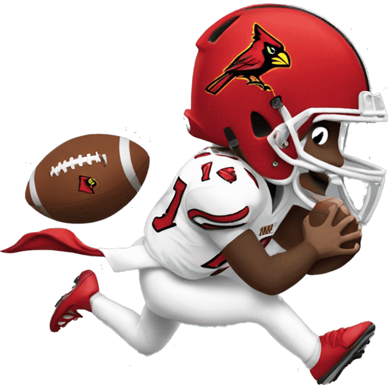 Louisville Cardinal spiking football emoji