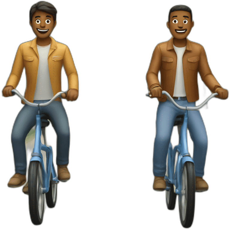 two men riding on two bikes next to eachother emoji