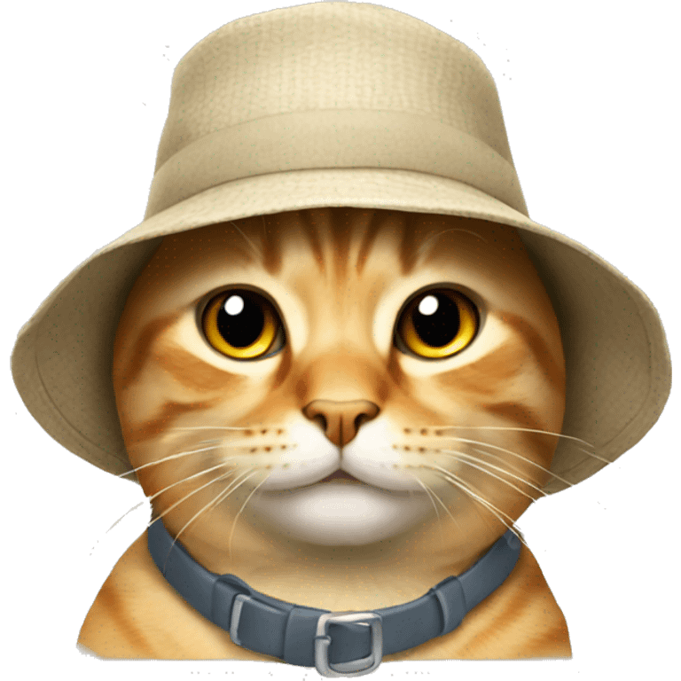 cat wearing bucket hat emoji