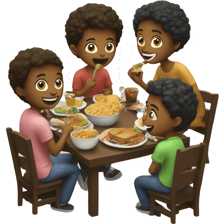 Eating with friends happly emoji