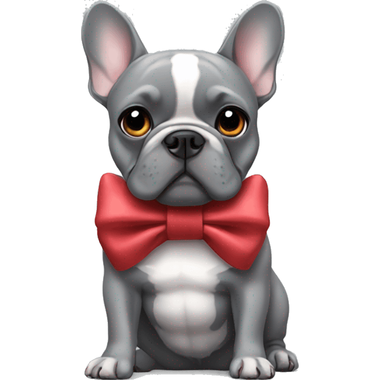 Grey French bulldog with a bow emoji