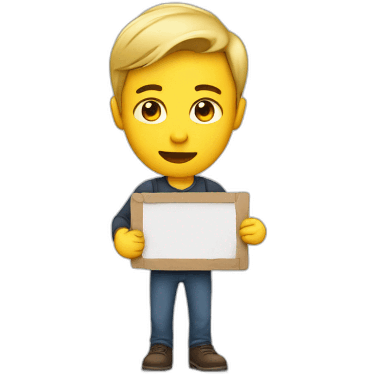 A person holding up a sign saying 'please stop and go away' emoji