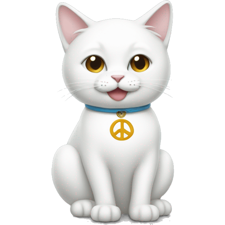 White cat peace sign emoji