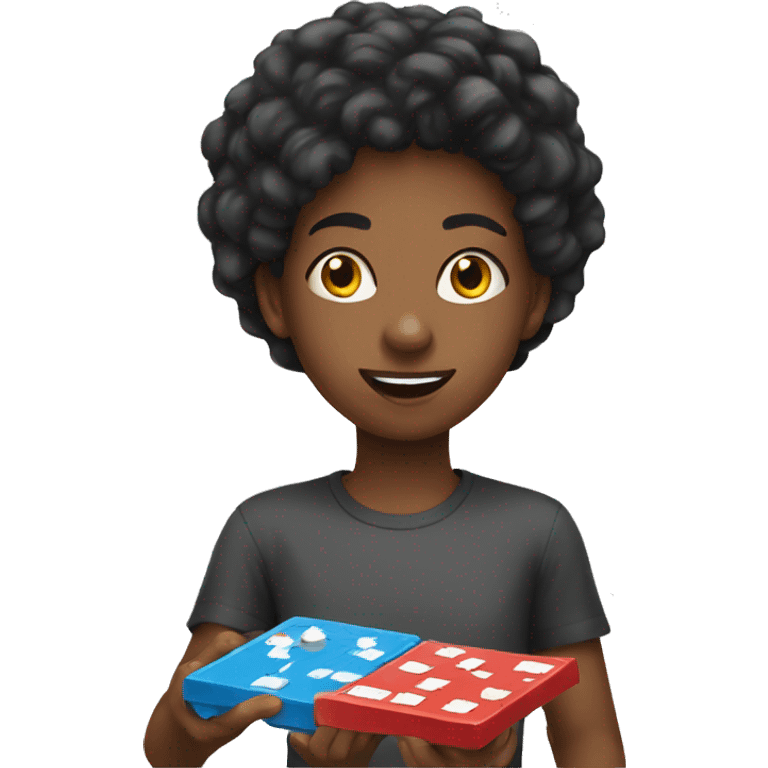 Black teen playing game emoji