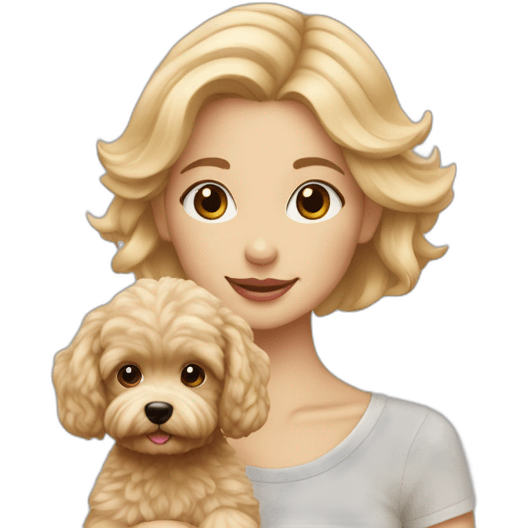 Blonde girl with maltipoo beige emoji