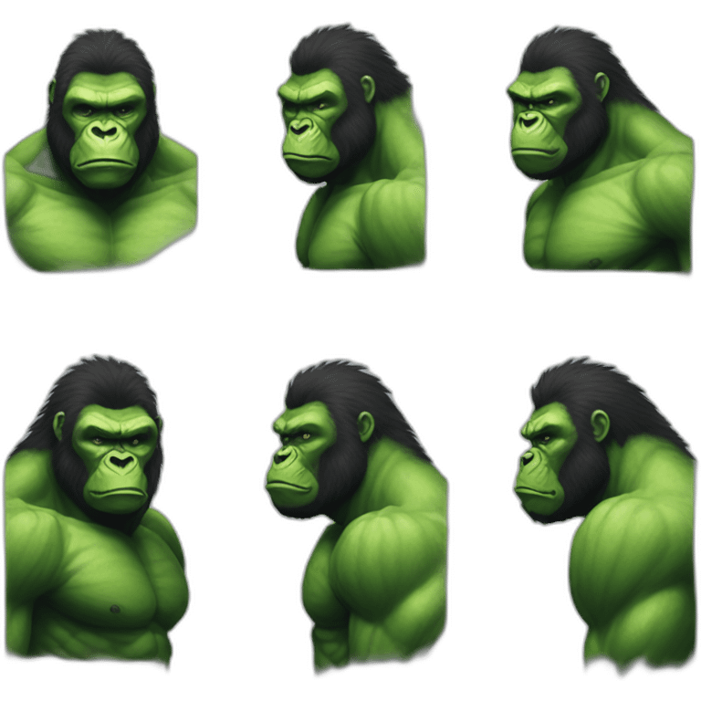 Gorilla becoming green hulk emoji