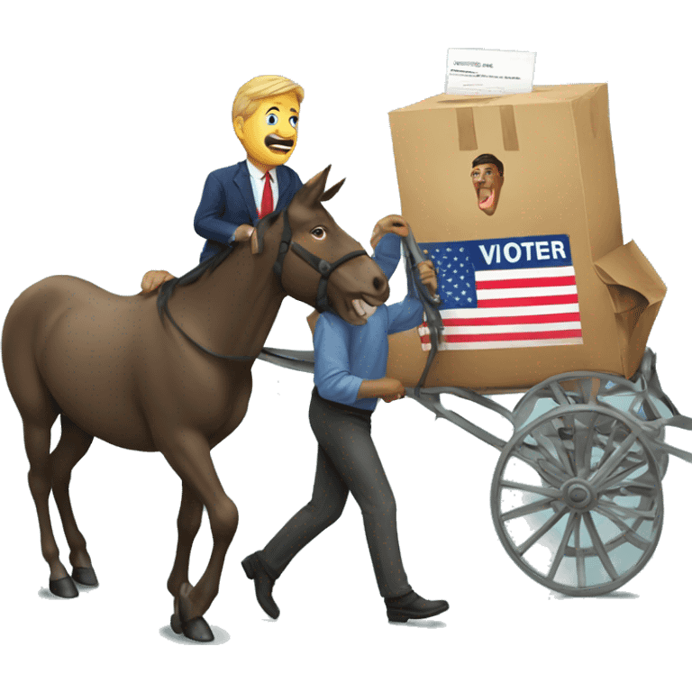 Voter getting off of mule.  emoji