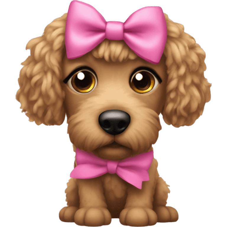 Doodle with eyes, a pink bow, and legs emoji