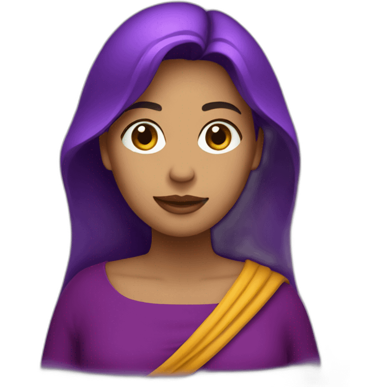 Emoji mujer con ruana color morado emoji