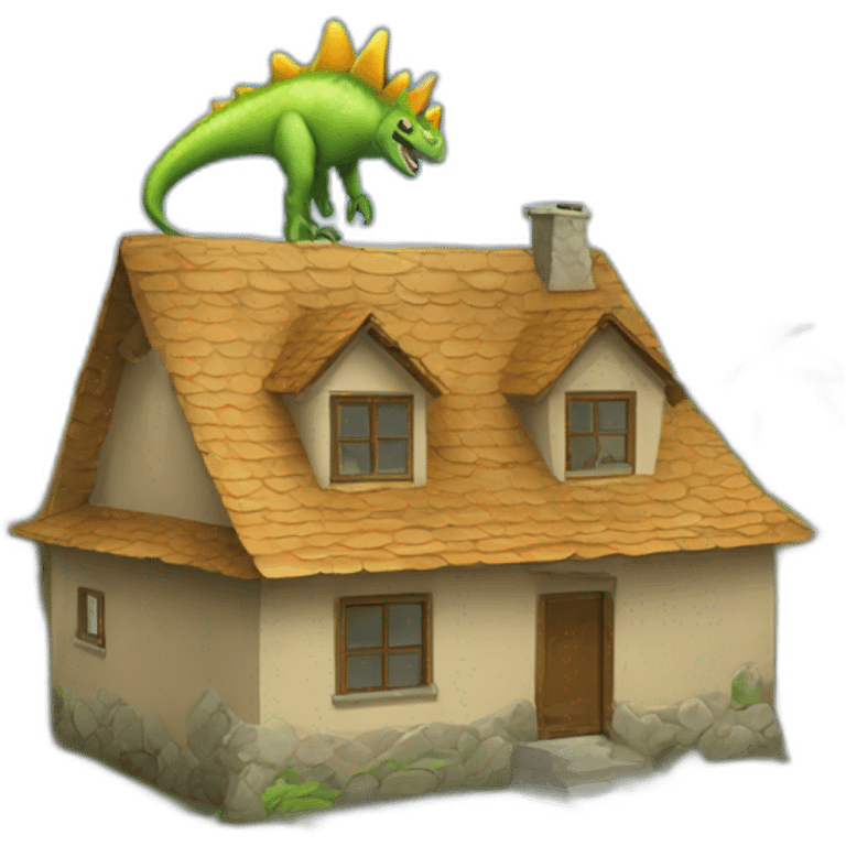 Maison sur un dinosaure emoji