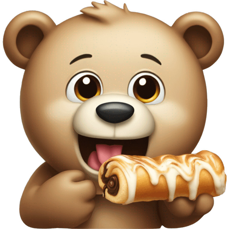 Bear eating a cinnamonroll emoji