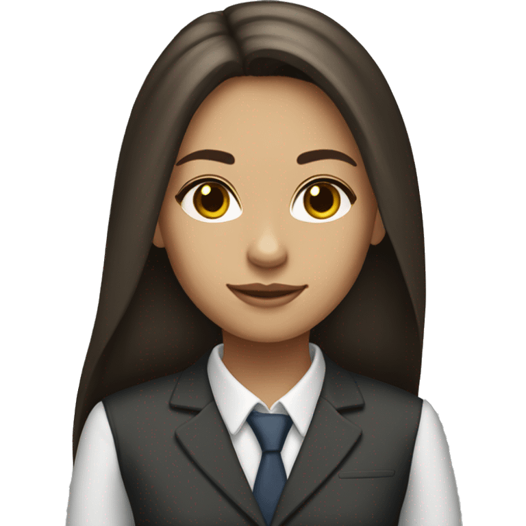 brunette girl with long hair in corporate attire emoji